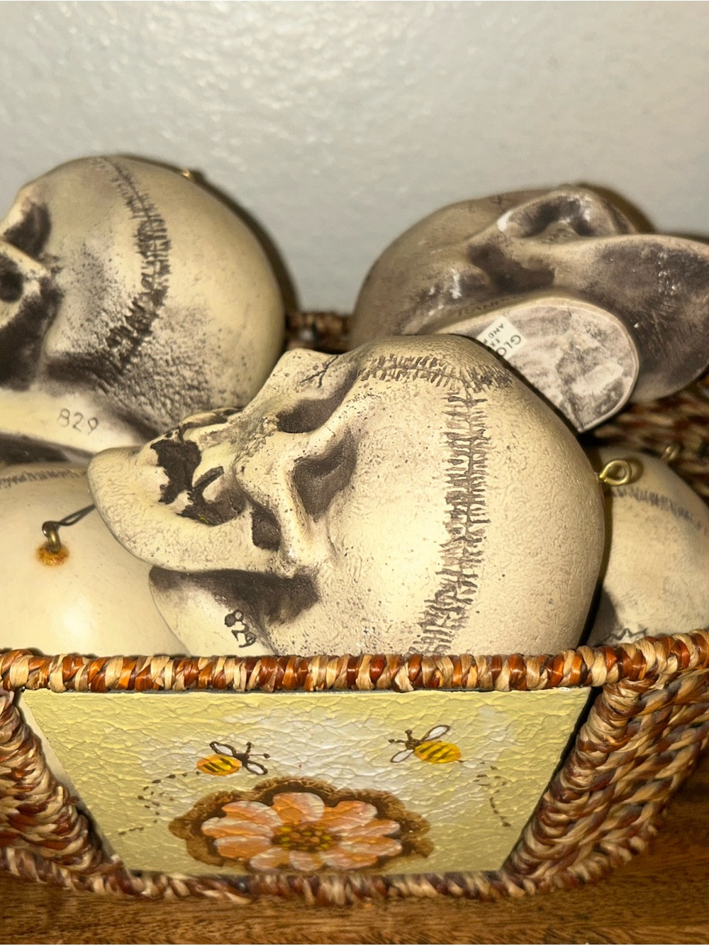 Vintage 1970’s Randotti Molded Skull Ornaments Disney Haunted Mansion